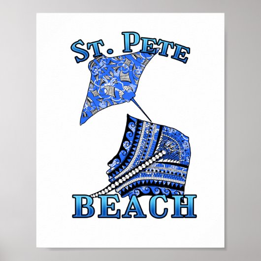 St Pete Beach Florida Vacation Tribal Stingray Poster (Vorne)