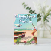 St Pete Beach Florida Vintage Reiseplakat Postkarte (Stehend Vorderseite)