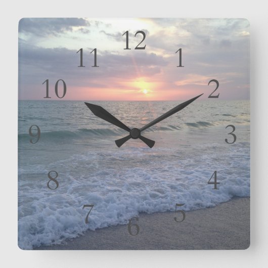 St. Pete Sunset Clock Quadratische Wanduhr (Vorderseite)