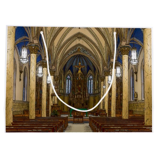St. Peter Katholische Kirche Painterly Große Geschenktüte (Rückseite)