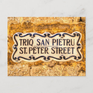 St Peter Street Sign Malta Postkarte