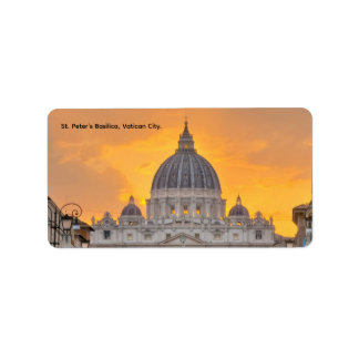 St. Peter's Basilica at Sunset, Vatican City Adressaufkleber