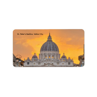 St. Peter's Basilica at Sunset, Vatican City Adressaufkleber
