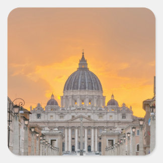 St. Peter's Basilica at Sunset, Vatican City Quadratischer Aufkleber