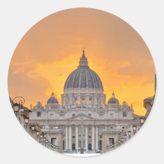 St. Peter's Basilica at Sunset, Vatican City Runder Aufkleber