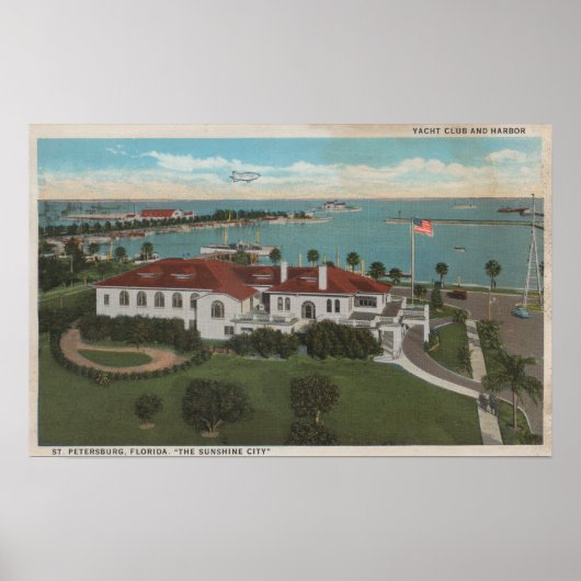 St. Petersburg, FL - Luftfahrt von Yacht Club & Poster (Vorne)