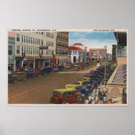 St. Petersburg, FL - Sicht auf die Zentralasien w/ Poster (Vorne)