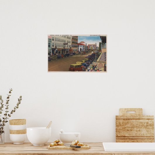 St. Petersburg, FL - Sicht auf die Zentralasien w/ Poster (Küche)