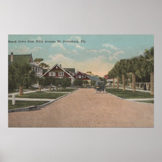 St. Petersburg, FL - View of Beach Dr. & 5th Ave Poster (Vorne)
