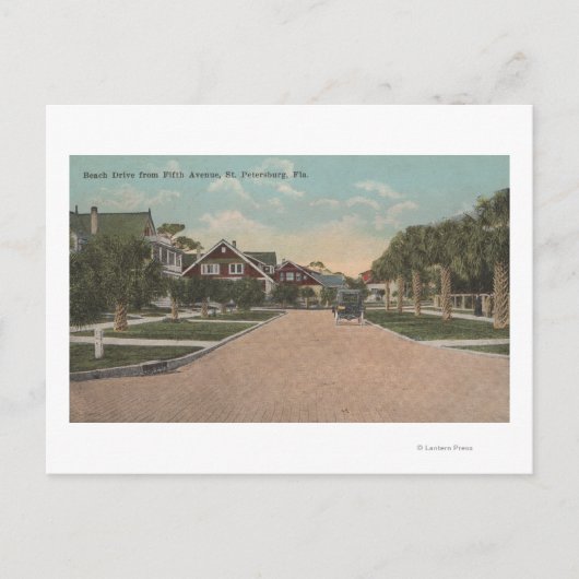 St. Petersburg, FL - View of Beach Dr. & 5th Ave Postkarte (Vorderseite)