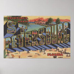 St. Petersburg, Florida - Große Briefmarkenszenen Poster