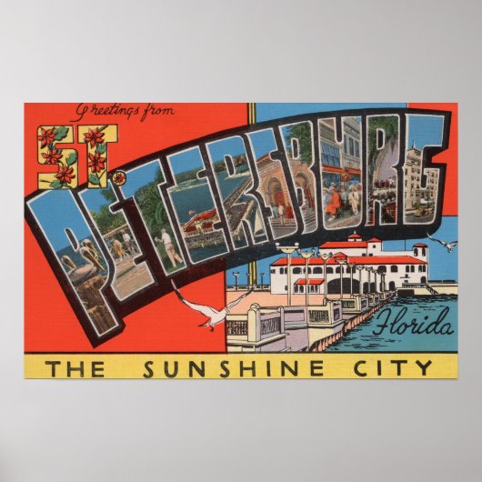 St. Petersburg, Florida - Große Briefmarkenszenen Poster (Vorne)