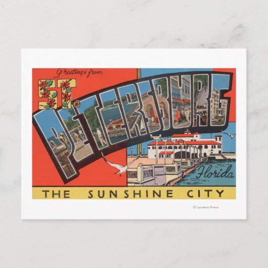 St. Petersburg, Florida - Große Briefmarkenszenen Postkarte (Vorderseite)