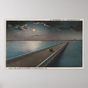 St. Petersburg, Florida - Nachtansicht von Poster