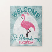 St Petersburg Florida Pink Flamingo Retro Puzzle (Vertikal)
