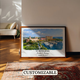 St. Petersburg Florida Poster, Aquarell, Maßanfert Poster