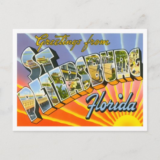 St. Petersburg, Florida Vintag Big Letters Postkarte (Vorderseite)