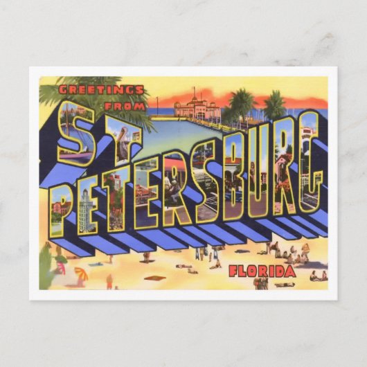 St. Petersburg, Florida Vintag Big Letters Postkarte (Vorderseite)