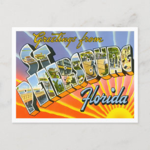 St Petersburg, Florida Vintage Große Buchstaben Postkarte