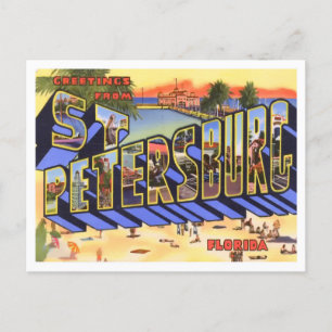 St Petersburg, Florida Vintage Große Buchstaben Postkarte