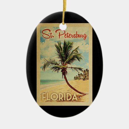 St. Petersburg Palm Tree Vintage Travel Keramik Ornament (Vorne)