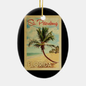 St. Petersburg Palm Tree Vintage Travel Keramik Ornament (Hinten)