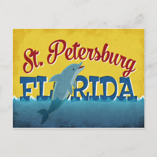 St. Petersburg Postkarte FL Delfin Retro Vintage