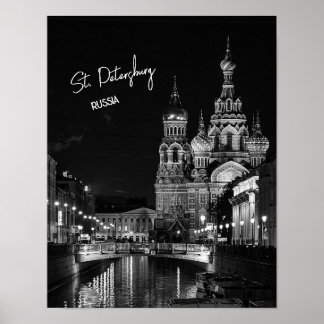 St. Petersburg Russland Schwarz-Weiß-Fotografie Poster