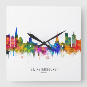 St. Petersburg Russland Skyline Quadratische Wanduhr