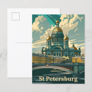 St. Petersburg Russland Vintage Reise Illustration Postkarte