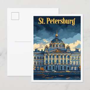 St. Petersburg Russland Vintage Reiseillustration Postkarte