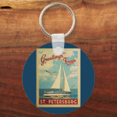 St. Petersburg Sailboat Vintage Travel Florida Schlüsselanhänger (Vorderseite)