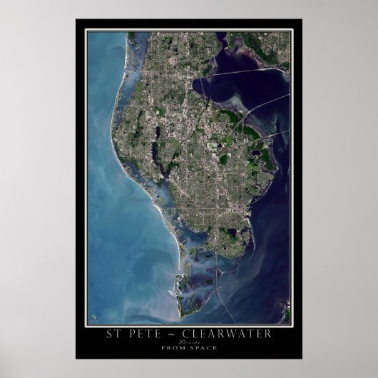 St. Petersburg - Satellitenkarte von Clearwater Fl Poster (Vorne)