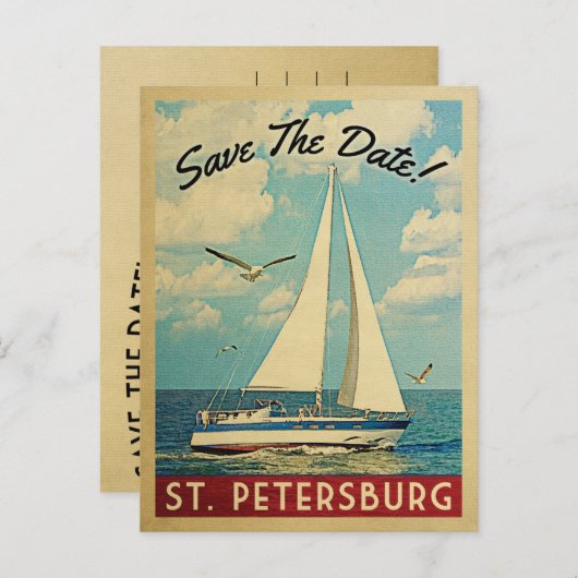 St. Petersburg Save the Date Sailboat Nautical Ankündigungspostkarte (Vorne/Hinten)
