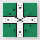 St. Petroc-Flagge / Fahne von Devon Quadratische Wanduhr (Vorderseite)
