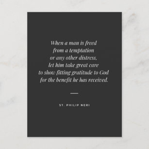 St Philip Neri Zitat - Dankbarkeit für Gottes Hilf Postkarte