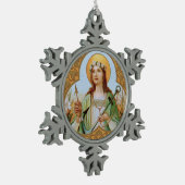 St. Philomena (BK 005) Schneeflocken Zinn-Ornament (Links)