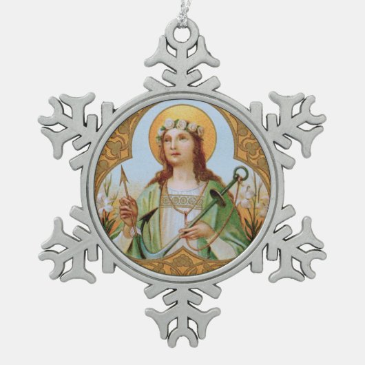 St. Philomena (BK 005) Schneeflocken Zinn-Ornament (Vorderseite)