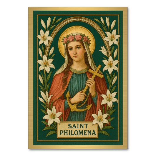 St. Philomena Katholische Hochzeitstisch Tischnummer (Rückseite)