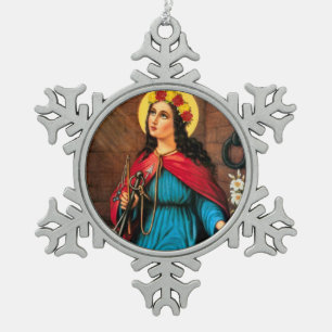 St. Philomena-Lilienanker Schneeflocken Zinn-Ornament