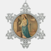 St. Philomena Lily Anchor Rose Schneeflocken Zinn-Ornament (Vorderseite)