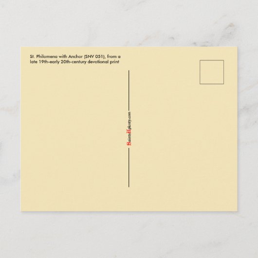 St. Philomena mit Anker (SNV 051) Postkarte (Rückseite)