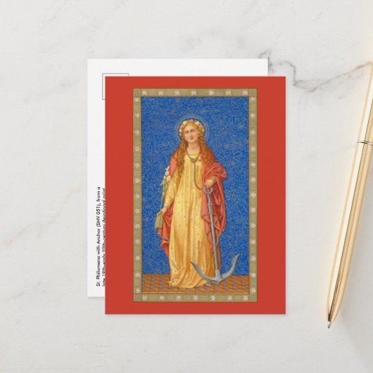 St. Philomena mit Anker (SNV 051) Postkarte (Vorderseite/Rückseite Beispiel)