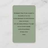 St. Philomena Patron St. Kinder Gebetskarte Visitenkarte (Rückseite)