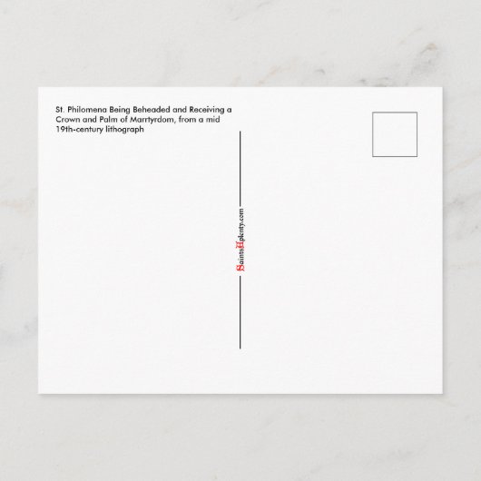 St. Philomena wird hintergangen Postkarte (Rückseite)