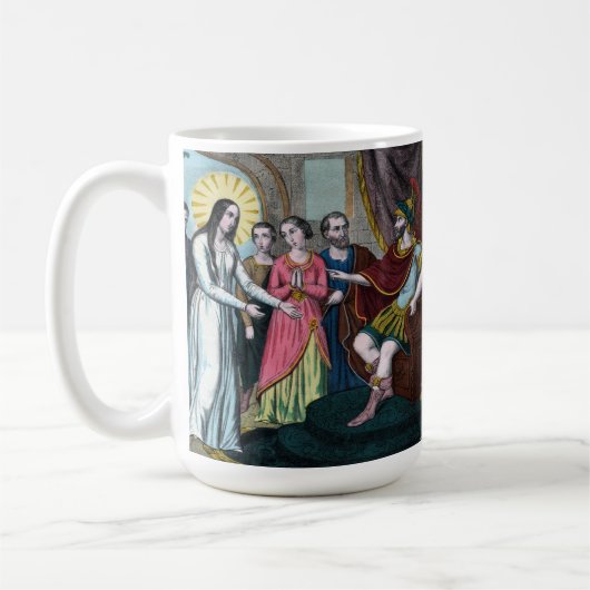 St. Philomena wird vor Kaiser Diokletian getestet Kaffeetasse (Links)