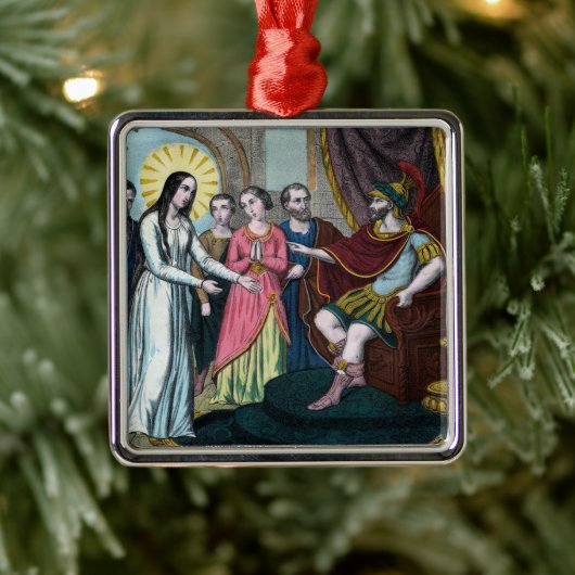 St. Philomena wird vor Kaiser Diokletian getestet Ornament Aus Metall (Baum)
