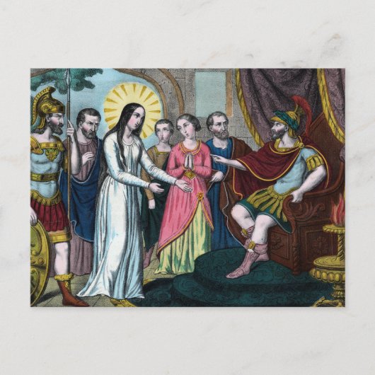 St. Philomena wird vor Kaiser Diokletian getestet Postkarte (Vorderseite)