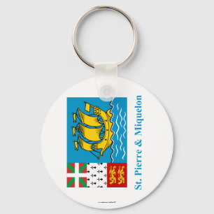 St. Pierre und Miquelon-Flagge mit Namen Schlüsselanhänger