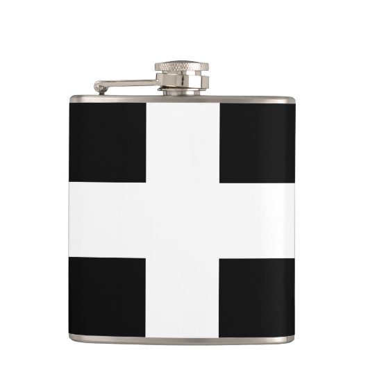 St. Piran-Flagge / Flagge von Cornwall Flachmann (Vorderseite)